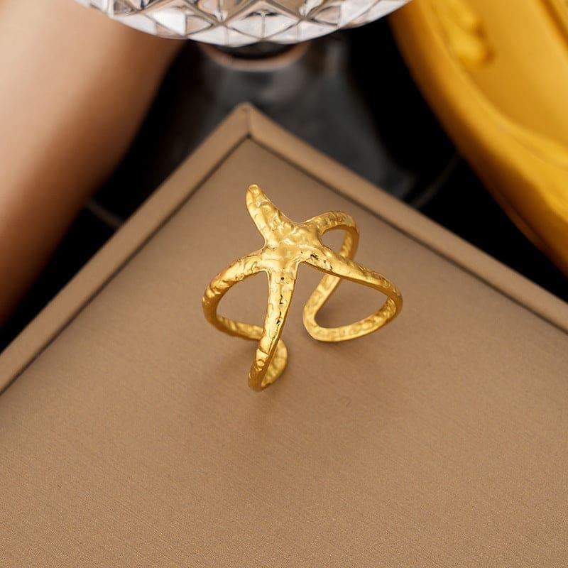 Anti Tarnish Starfish Ring Gold