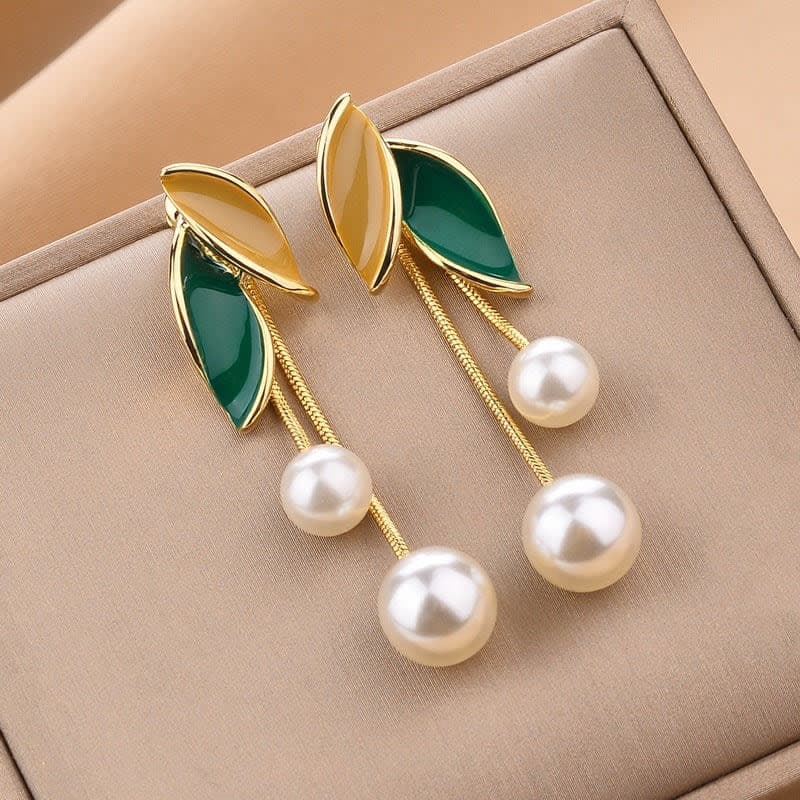 Leaf Tassel Earrings Mix Color