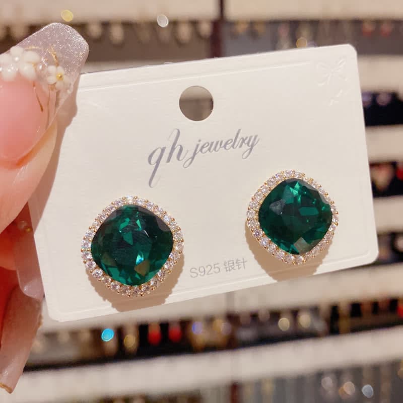 Square Crystal Earrings Mix Color