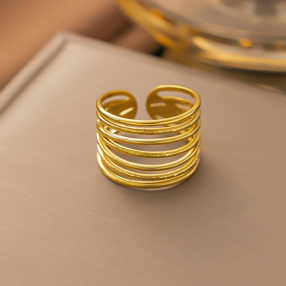 Anti Tarnish Multi-Layered Winding Ring Gold