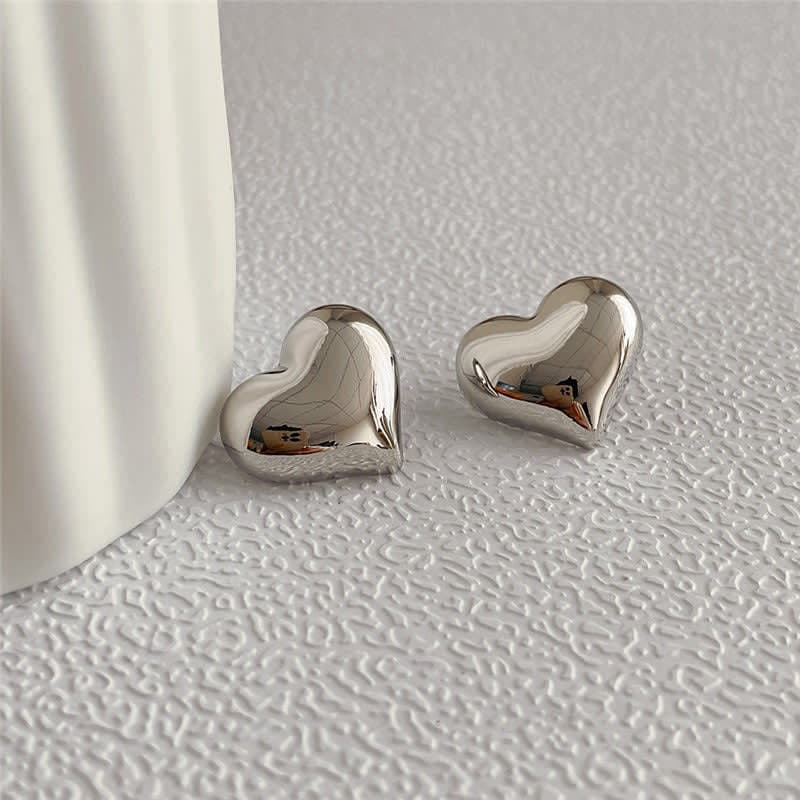Peach Heart Earrings Silver