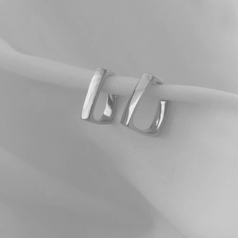 New Geometric U-Shaped Earrings Silver