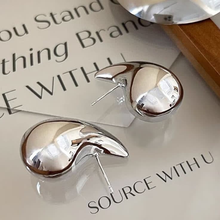 Hollow Drop Earrings Silver