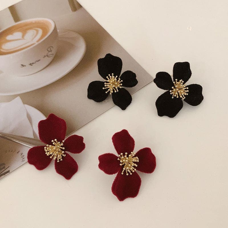 Velvet Flower Earrings Mix Color