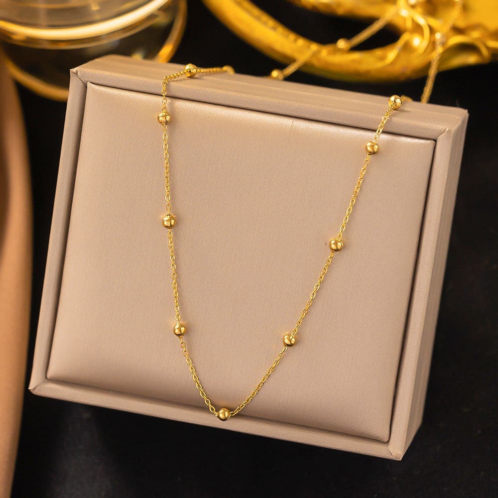 Anti Tarnish Ball Bead Chain Necklace Gold